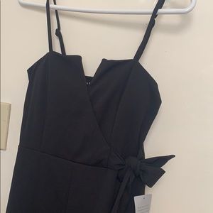 Black v cut jumpsuit romper
